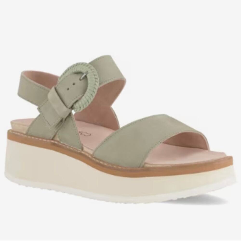 NAOT | Crepe Wedge Sandal Sandals Sage Nubuck Leather Buckle | Size
